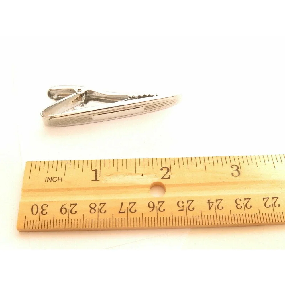 Vintage Men's Tie Clip‎ Clasp*High Quality Blank Monogram Silver Jewelry Gift